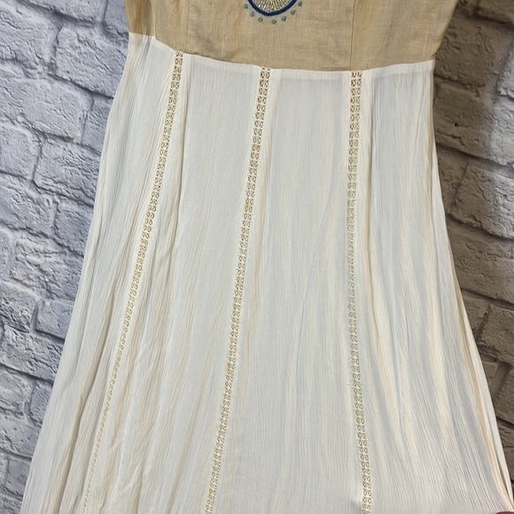 Anthropology | Champagne & Strawberry embroidered maxi dress | size medium - Picture 4 of 13